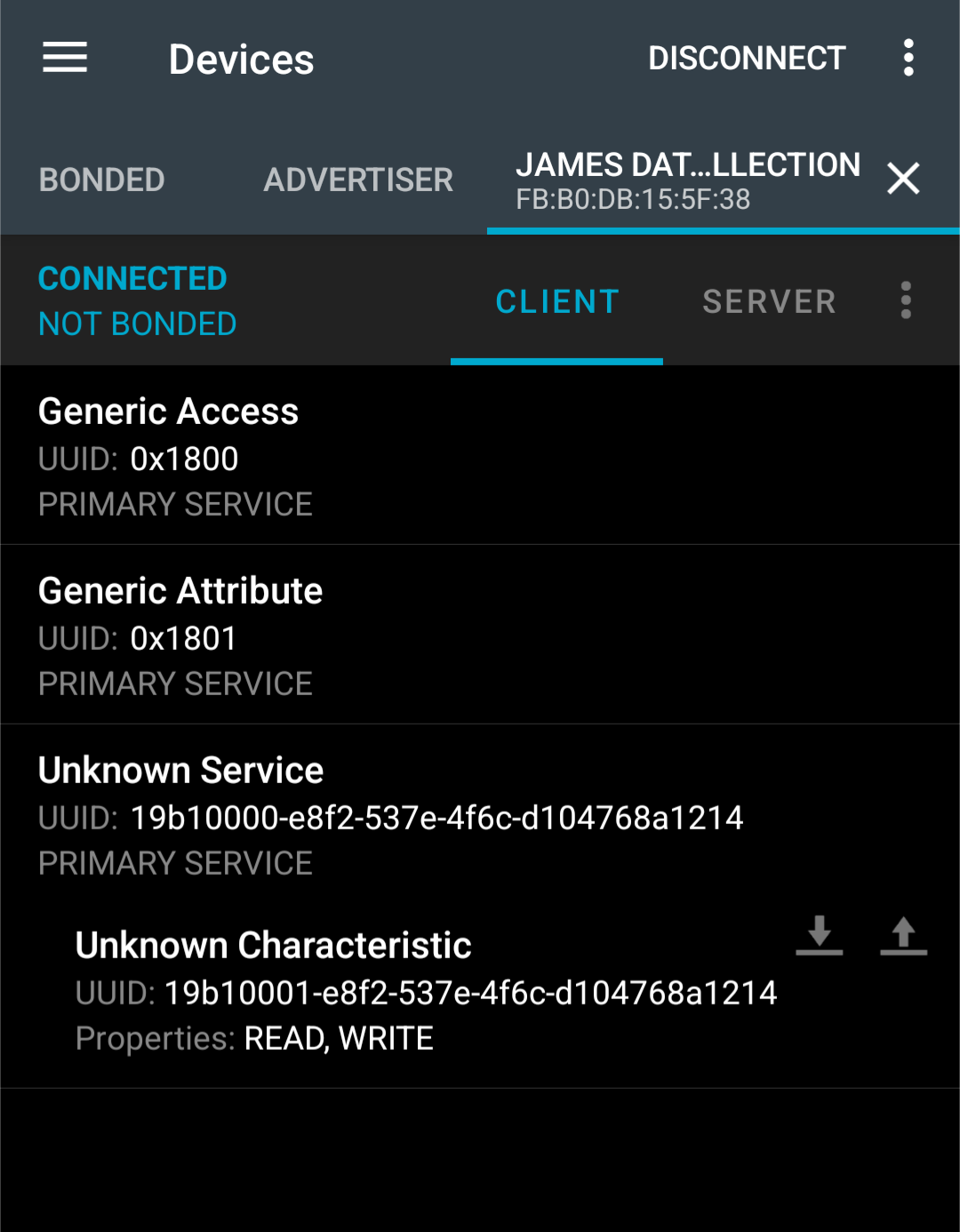 nrfconnect app inside